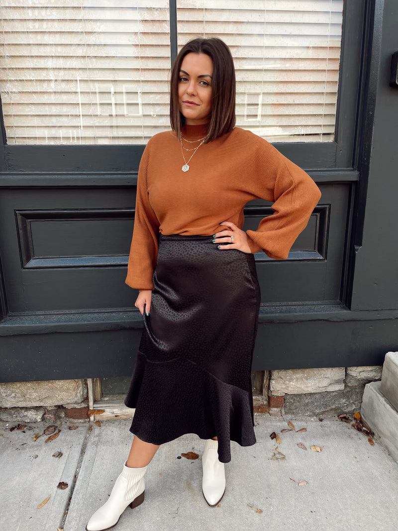 Alani Leopard Print Satin Skirt
