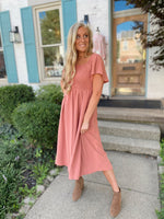 Inessa Smocked Midi Dress-Ginger