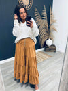 Faith Button Down Waist Maxi Skirt-Clay