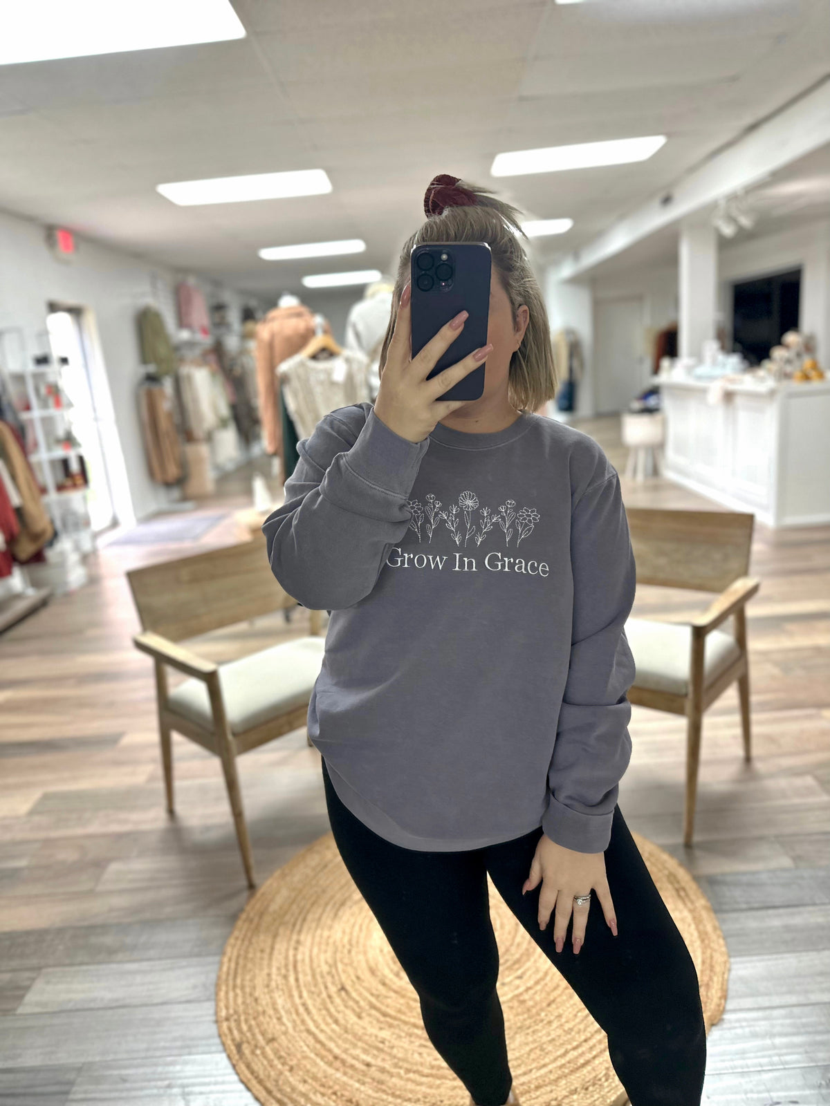 Grow In Grace Plum Embroidered Crewneck