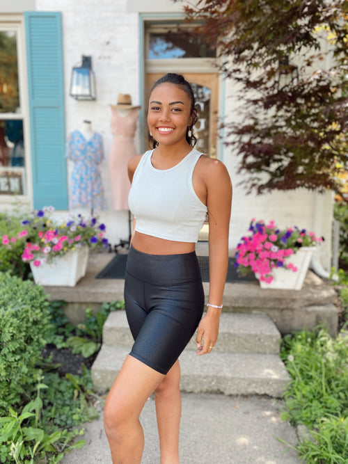Marlowe Ribbed Cropped Race Athletic Tank