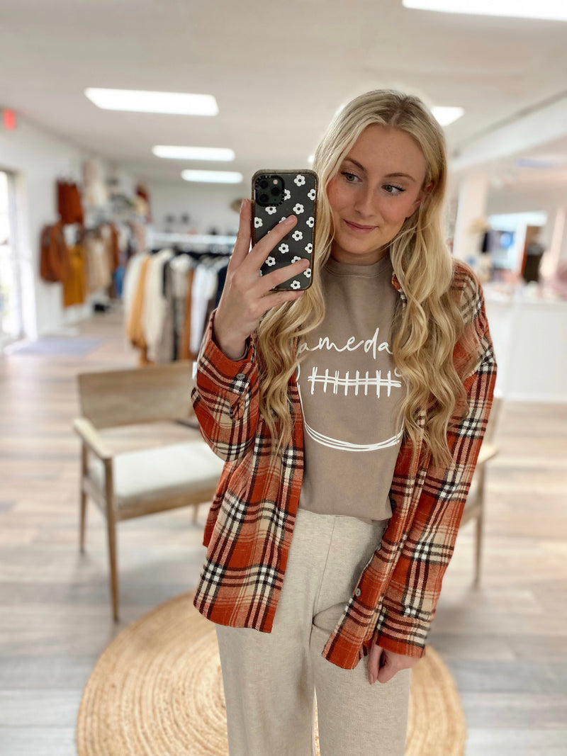 Football Game Day Tan Crewneck