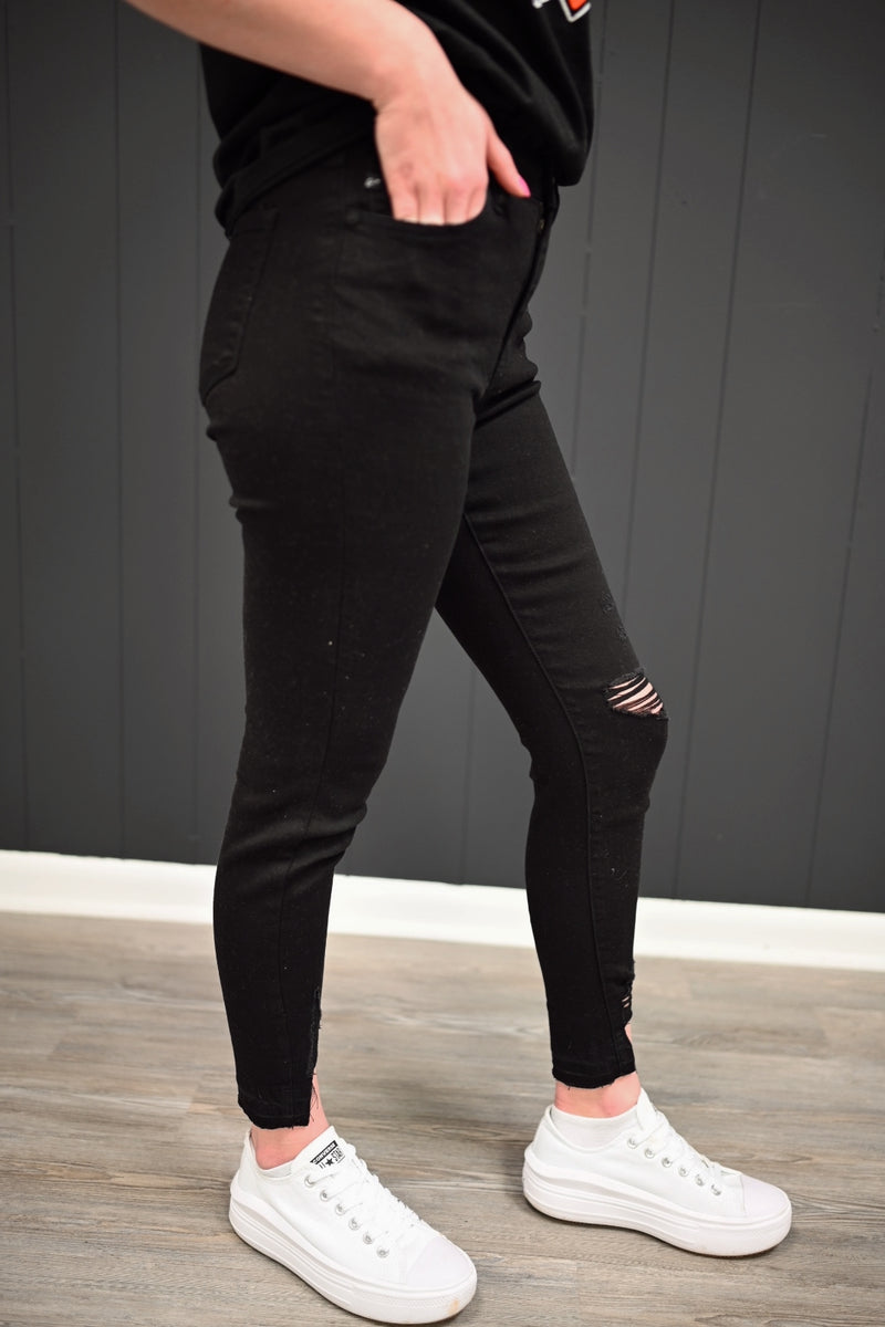 Azariah High Rise Skinny Jean-Black