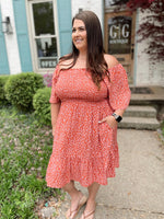 Easy On Me Midi Dress-Coral