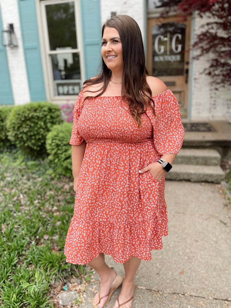 Easy On Me Midi Dress-Coral