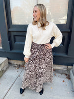 Audra Animal Print Smocked Skirt-Champagne