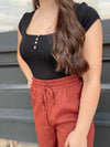 Keily Ribbed Bodysuit-Black