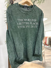 The World Embroidered Crewneck Green