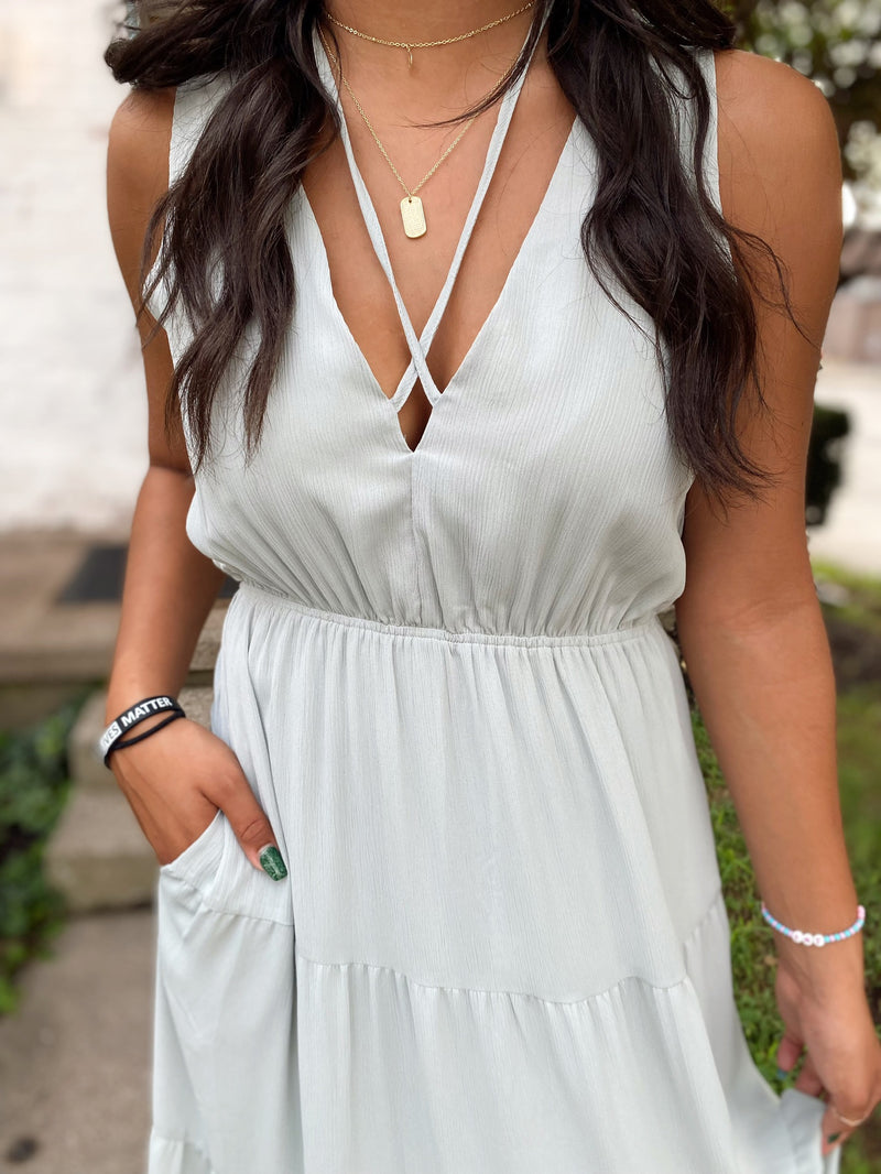 Luz Tiered Maxi Dress-Mint