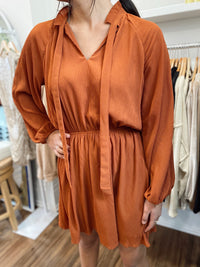 Fay Mock Neck Dress-Rust