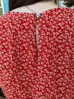 Steph Drop Shoulder Printed Romper-Red