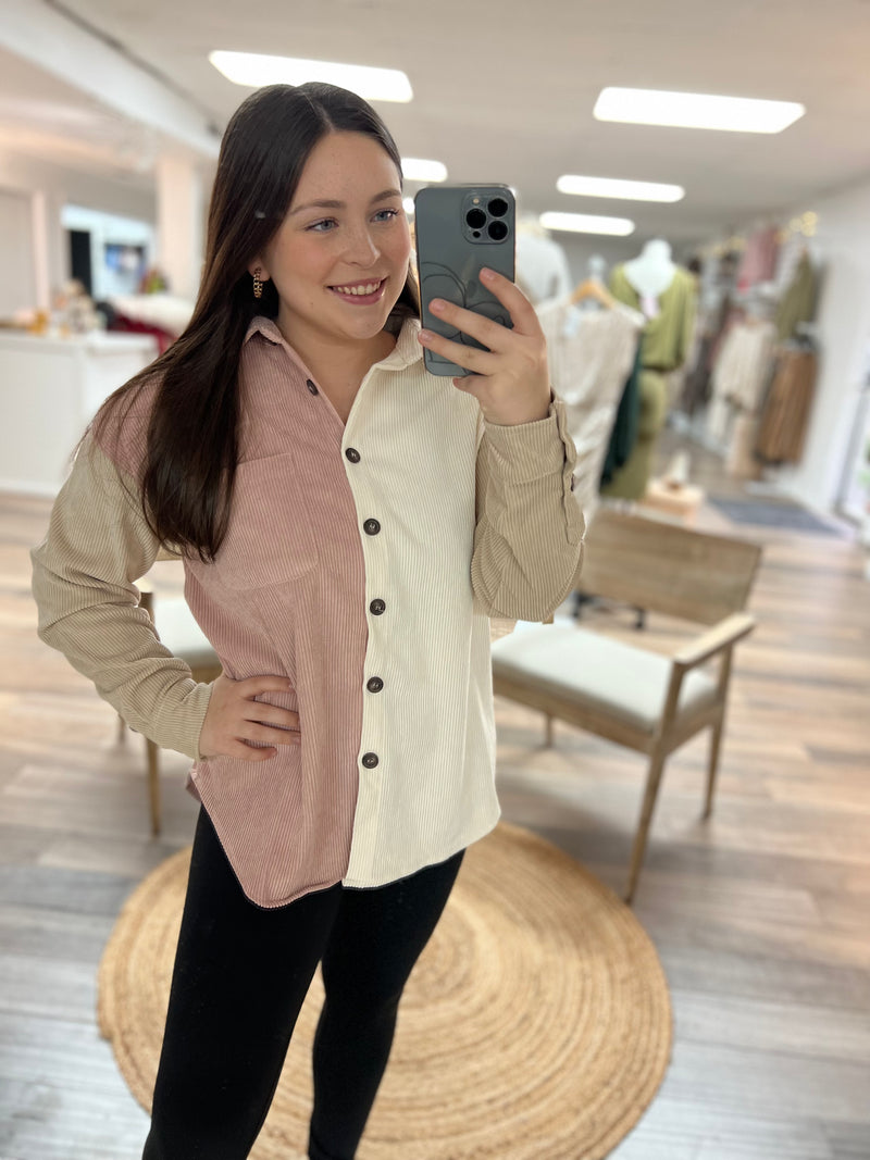 Hey You Colorblock Shacket
