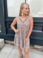 Lenna Floral Tiered Dress- Brown