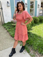 Easy On Me Midi Dress-Coral