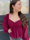 Posh Polka Dot Texture Top-Wine