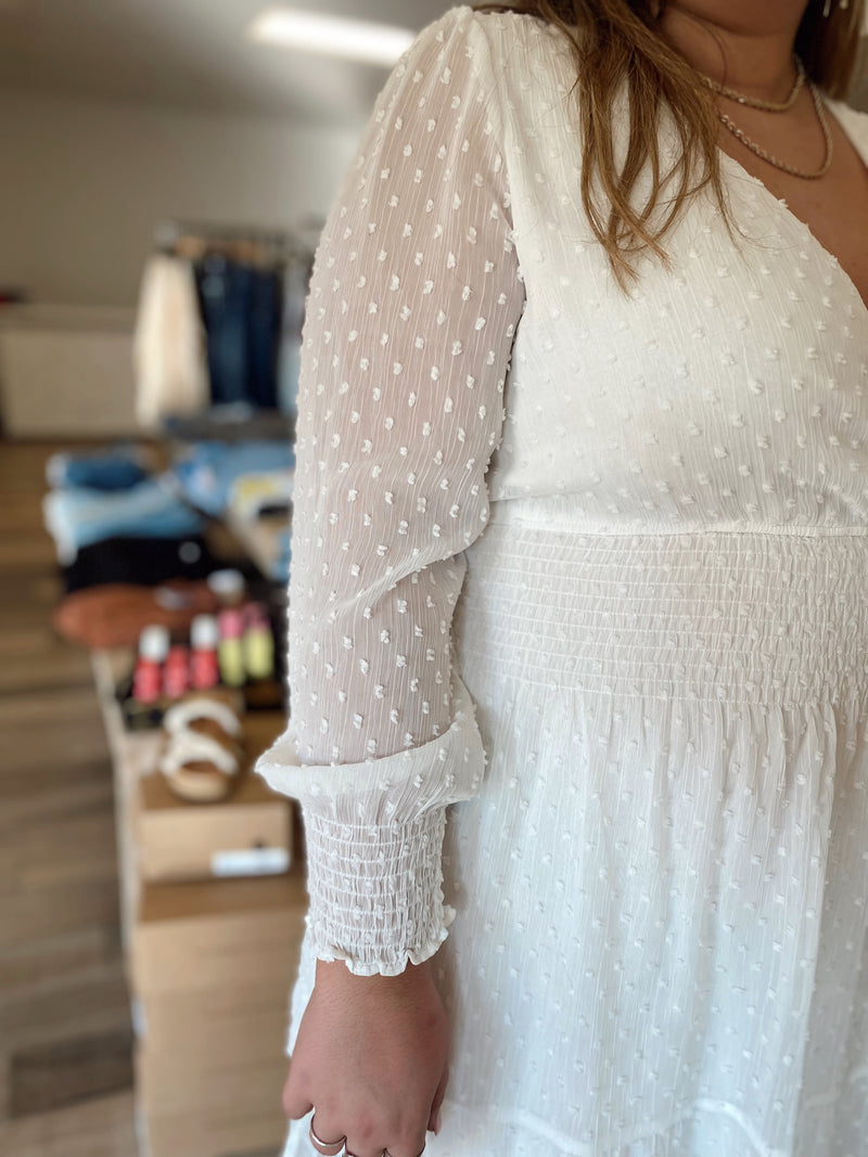 Forever Yours Swiss Dot Dress-White