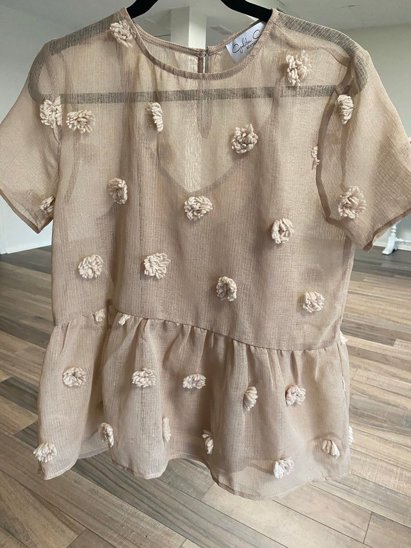 Jackie Pom Pom Top-Mocha