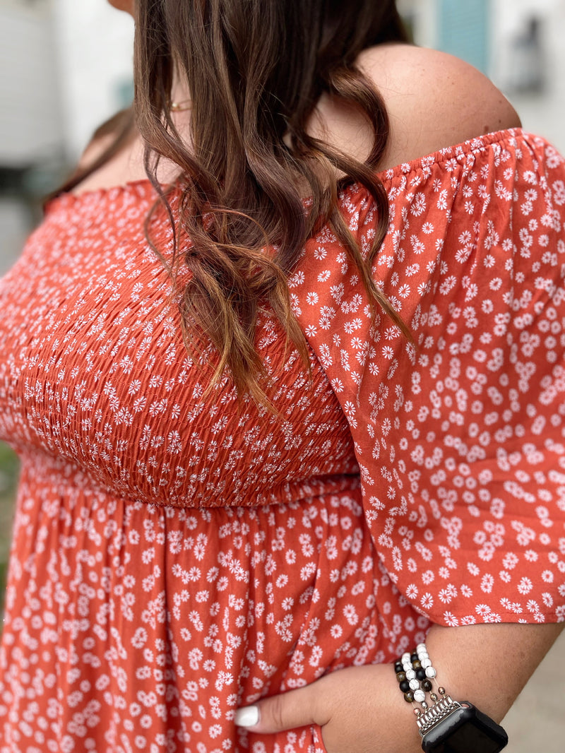 Easy On Me Midi Dress-Coral