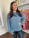 Loretta Cowl Neck Knit Sweater-Blue