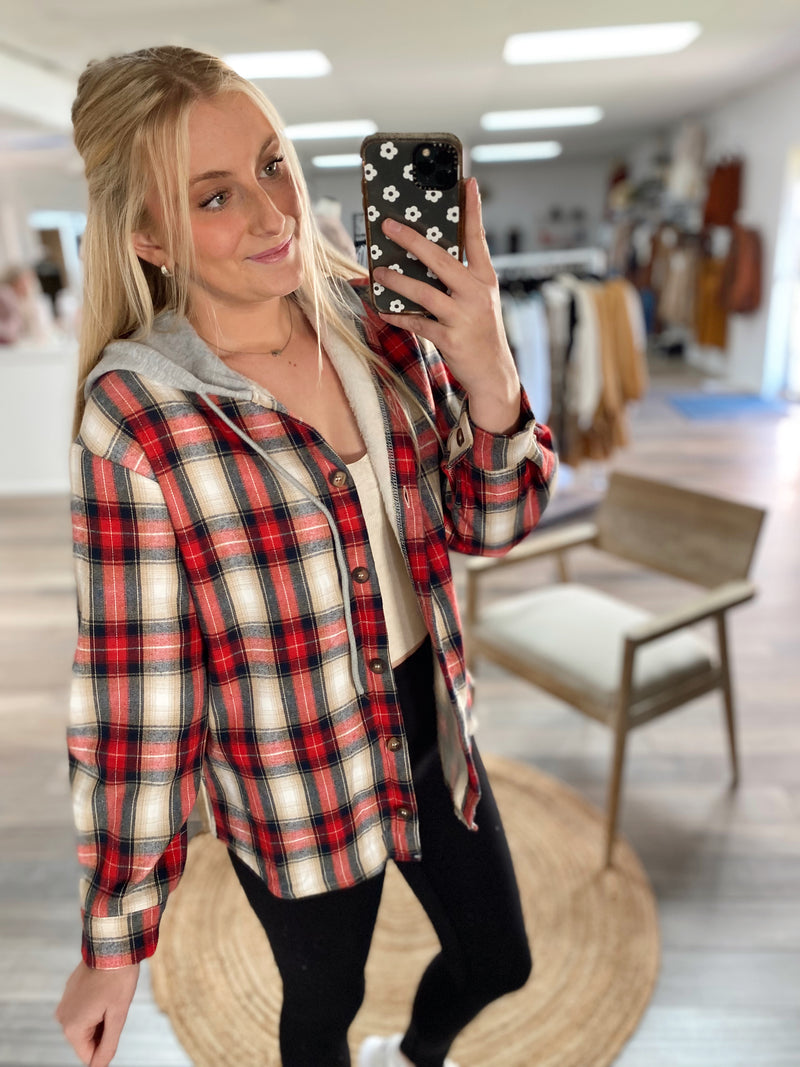Cutie Plaid Jacket- Red