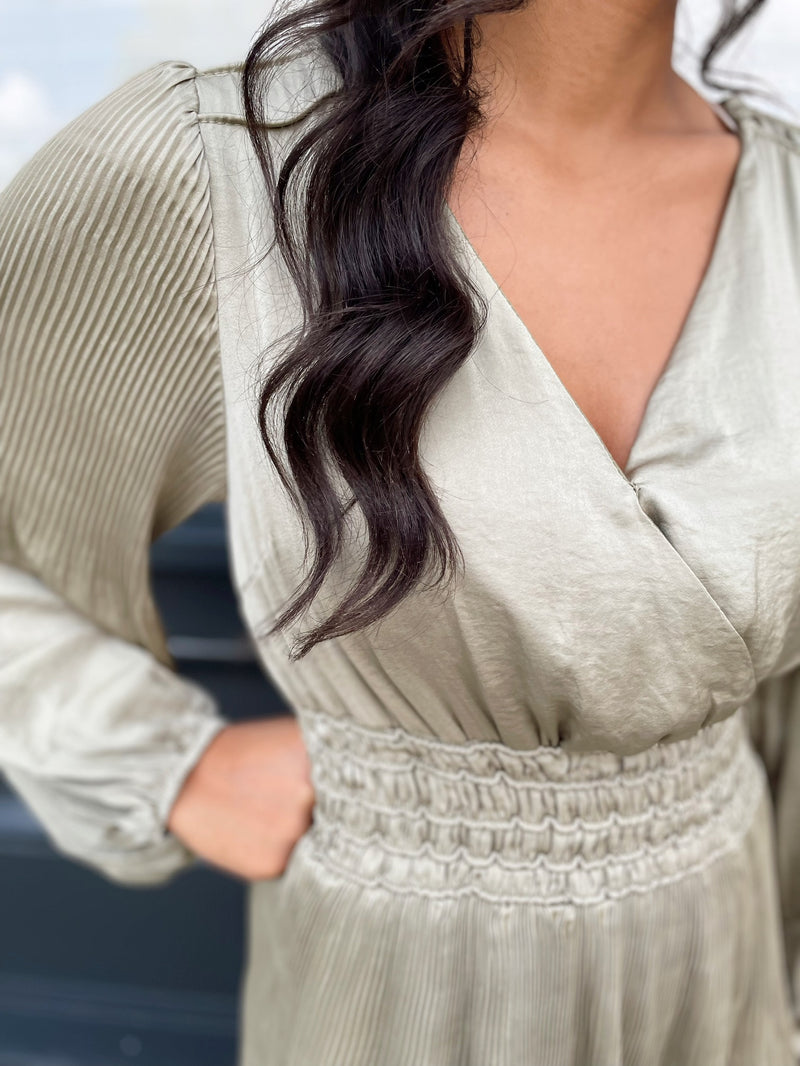 Nicole Long Sleeve Satin Dress