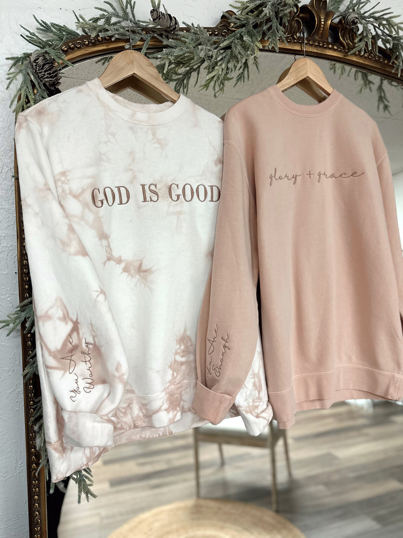 Glory + Grace Embroidered Crewneck