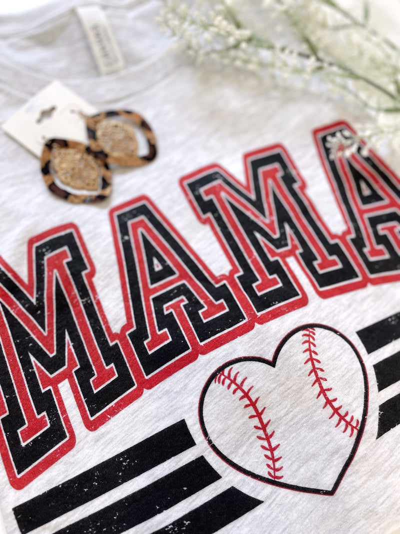 ZZZ MAMA Baseball Heart Tee