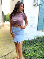 Riya Twist Front Cropped Tee-Burgundy
