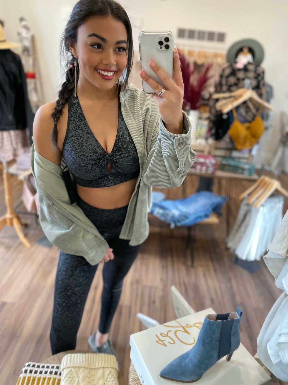 Shimmer Baby Foil Print Sports Bra