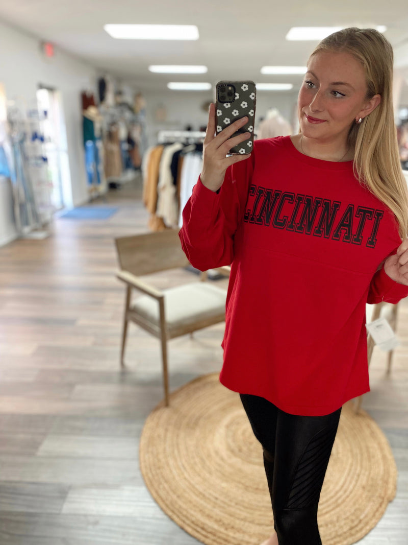 Cincinnati Game Day Long Sleeve- Red