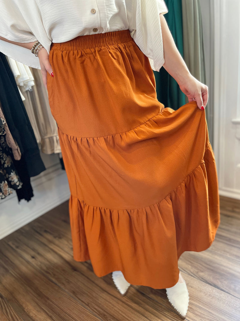 Frankie Tiered Maxi Skirt-Amber