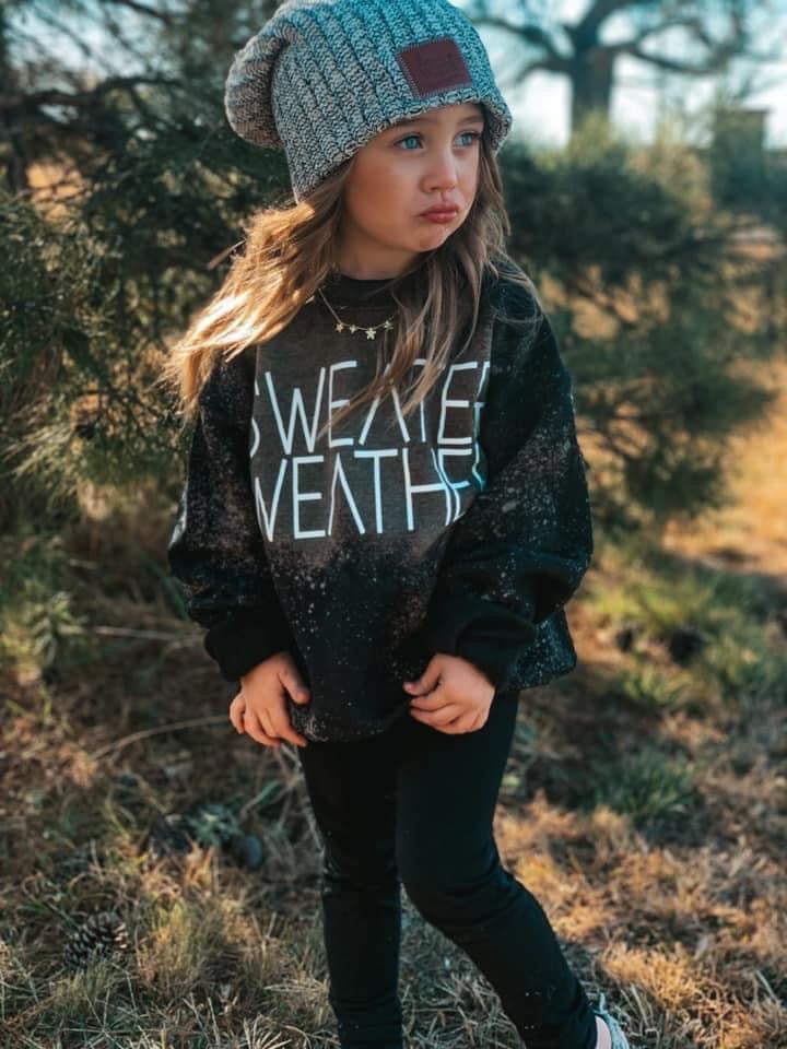 Sweater Weather Bleached Crew Neck-Kids