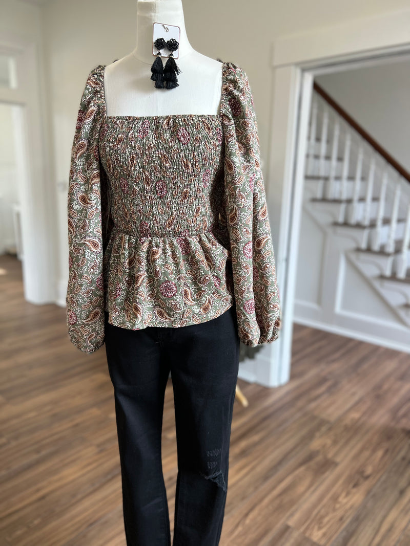 Ozzy Smocked Peplum Top