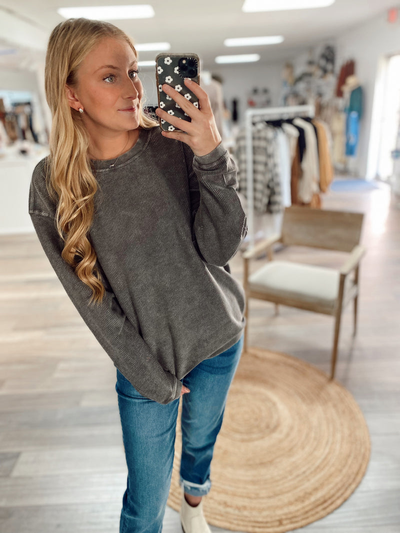 Charcoal Basic Corded Crew