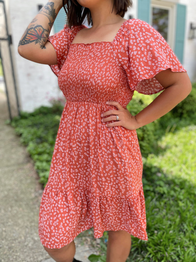 Easy On Me Midi Dress-Coral