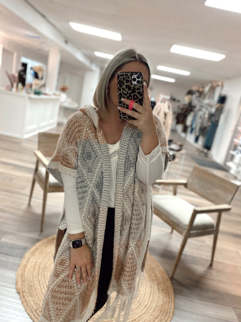 Maia Aztec Hooded Pancho