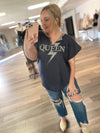 Queen Graphic Knit Top-Navy