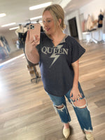 Queen Graphic Knit Top-Navy