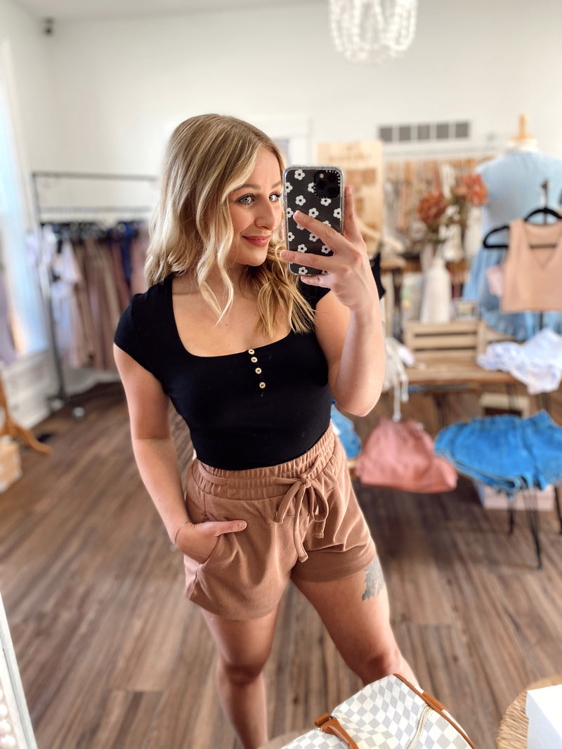 Keily Ribbed Bodysuit-Black