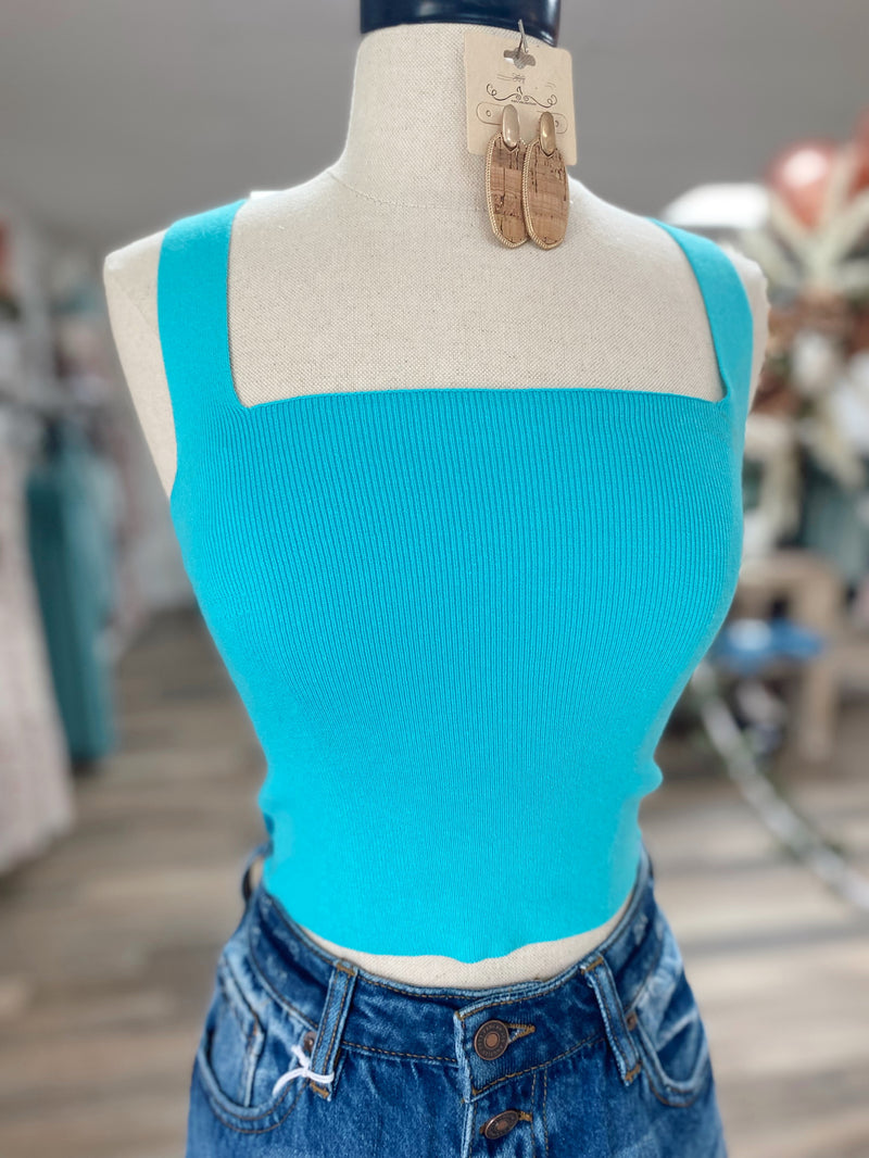 Cleo Tie Back Top- Turquoise