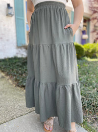 Frankie Tiered Maxi Skirt-Olive