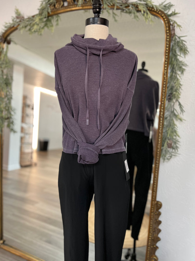 Halston Boxy Cropped Pullover- Purple