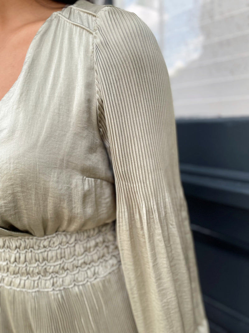 Nicole Long Sleeve Satin Dress