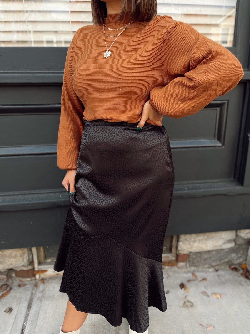 Alani Leopard Print Satin Skirt