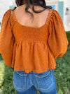 Posh Polka Dot Texture Top-Spice