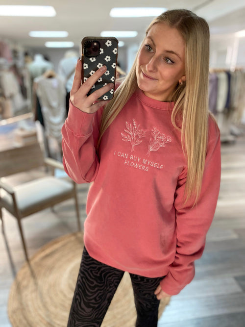 Flowers For Myself Embroidered Crewneck