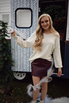 Brinley Leather Skirt-Burgundy