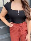 Keily Ribbed Bodysuit-Black