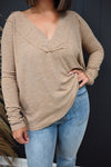 Shae V-Neck Ribbed Top-Clay