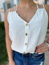 Evlin Buttoned Front Cami-Off White